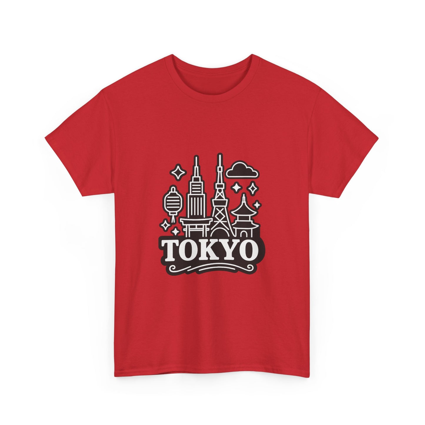 Tokyo Cityscape Unisex Heavy Cotton Tee, Graphic Tee, Travel T-Shirt, Urban Outfit, Gift for Travelers, Tokyo Lover Apparel