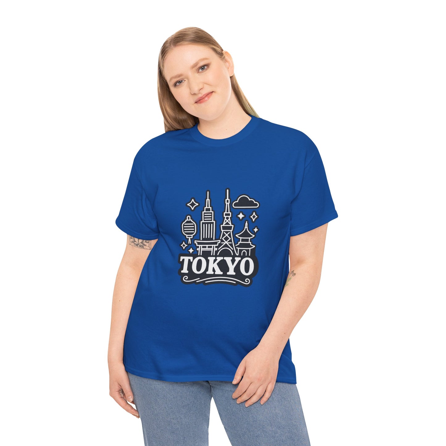 Tokyo Cityscape Unisex Heavy Cotton Tee, Graphic Tee, Travel T-Shirt, Urban Outfit, Gift for Travelers, Tokyo Lover Apparel