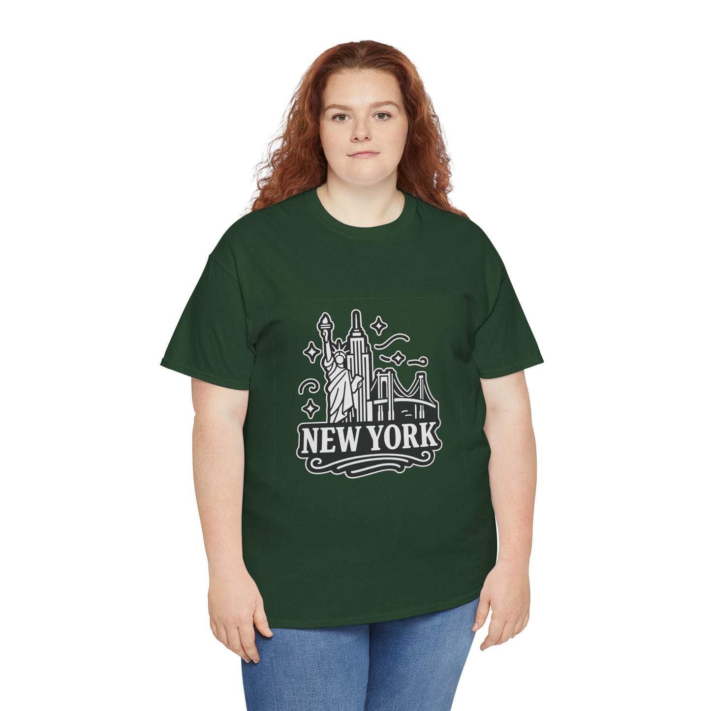 New York Skyline Unisex Heavy Cotton Tee, NYC T-Shirt, Travel Souvenir Shirt, Gift for New Yorkers, Cityscape Apparel