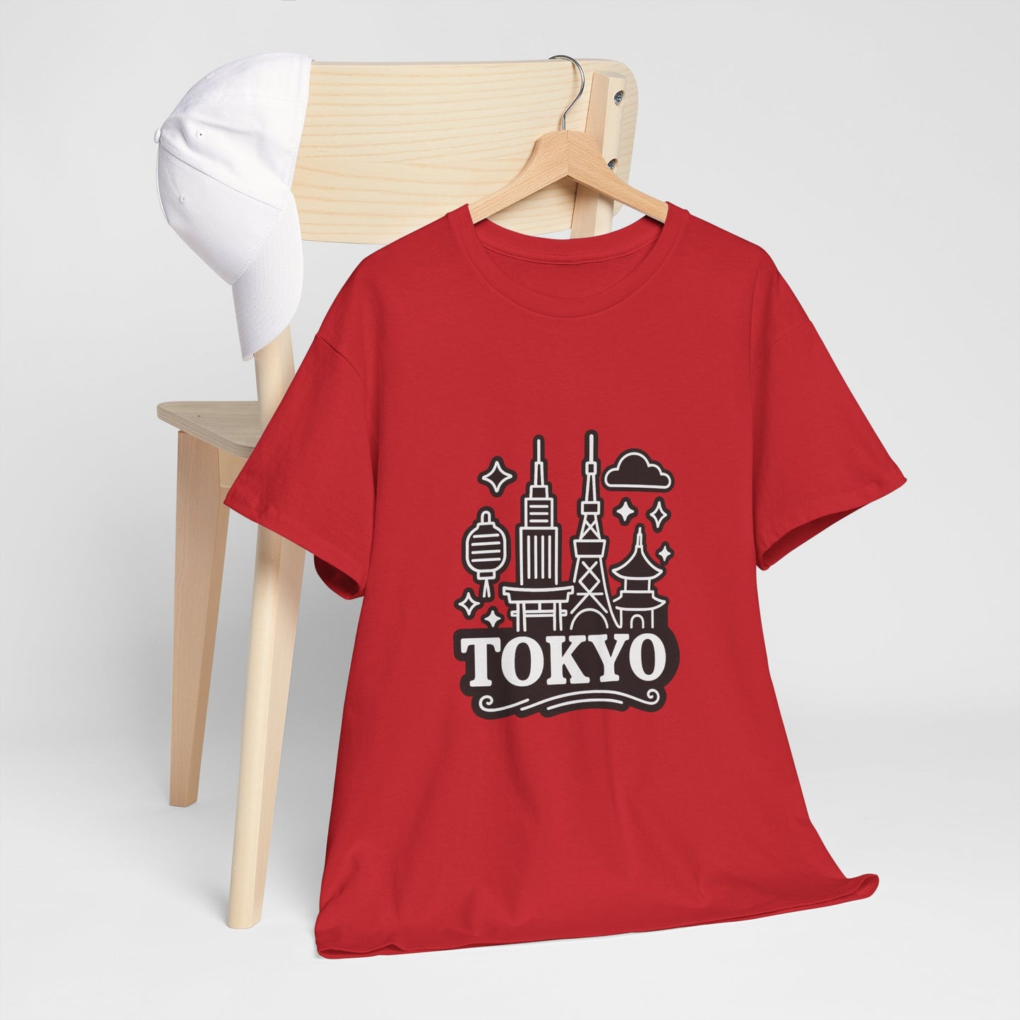 Tokyo Cityscape Unisex Heavy Cotton Tee, Graphic Tee, Travel T-Shirt, Urban Outfit, Gift for Travelers, Tokyo Lover Apparel