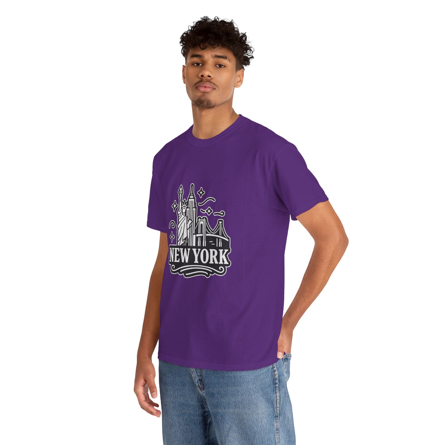 New York Skyline Unisex Heavy Cotton Tee, NYC T-Shirt, Travel Souvenir Shirt, Gift for New Yorkers, Cityscape Apparel
