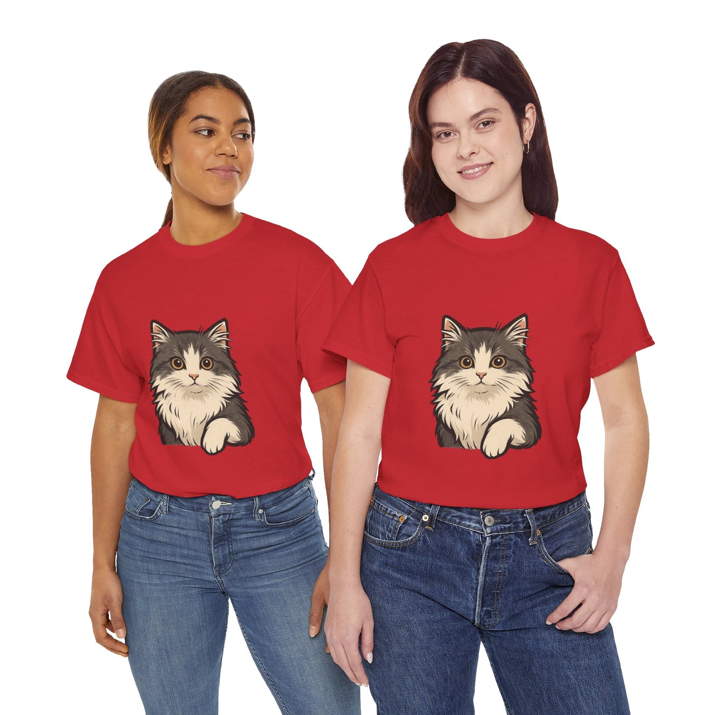 Cute Cat Unisex Heavy Cotton Tee, Animal Lover Gift, Pet Owner Shirt, Cat Lover Apparel, Animal Themed Tee, Casual Everyday Wear