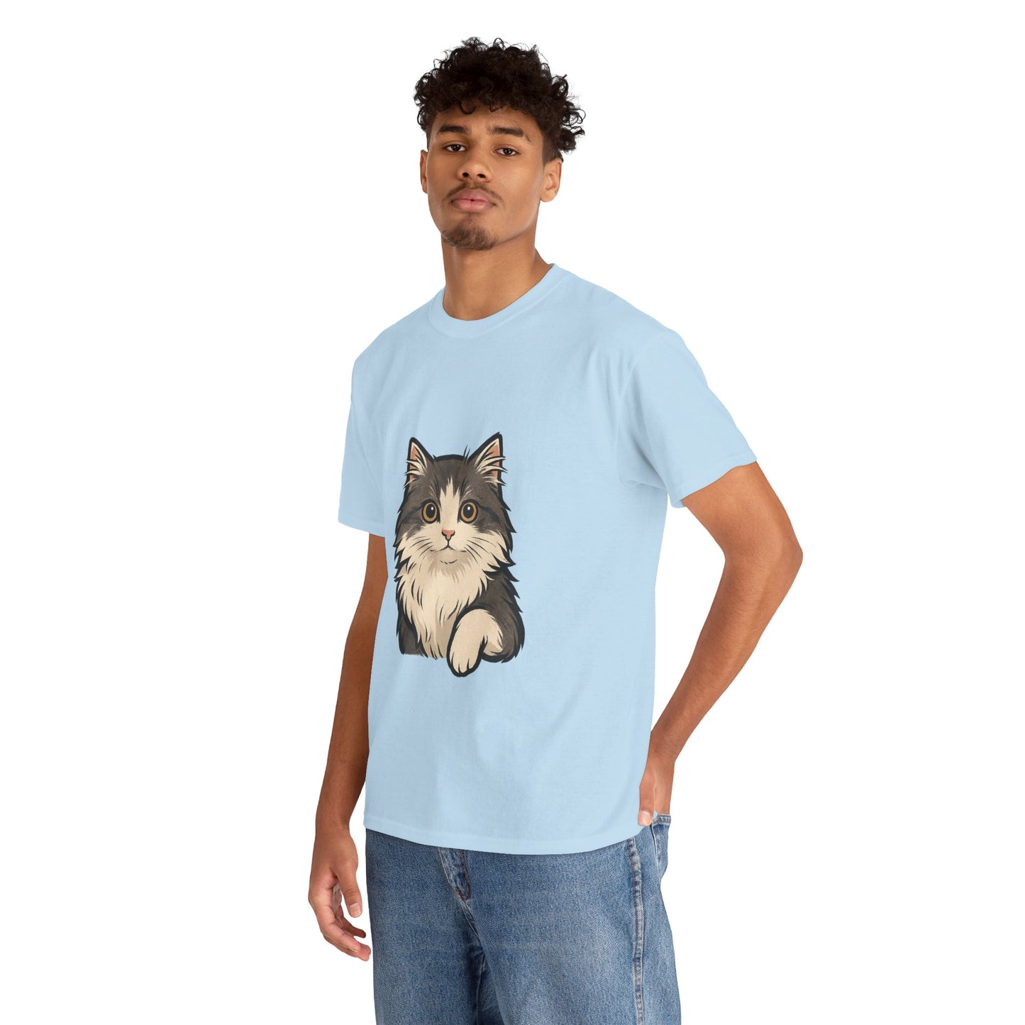 Cute Cat Unisex Heavy Cotton Tee, Animal Lover Gift, Pet Owner Shirt, Cat Lover Apparel, Animal Themed Tee, Casual Everyday Wear