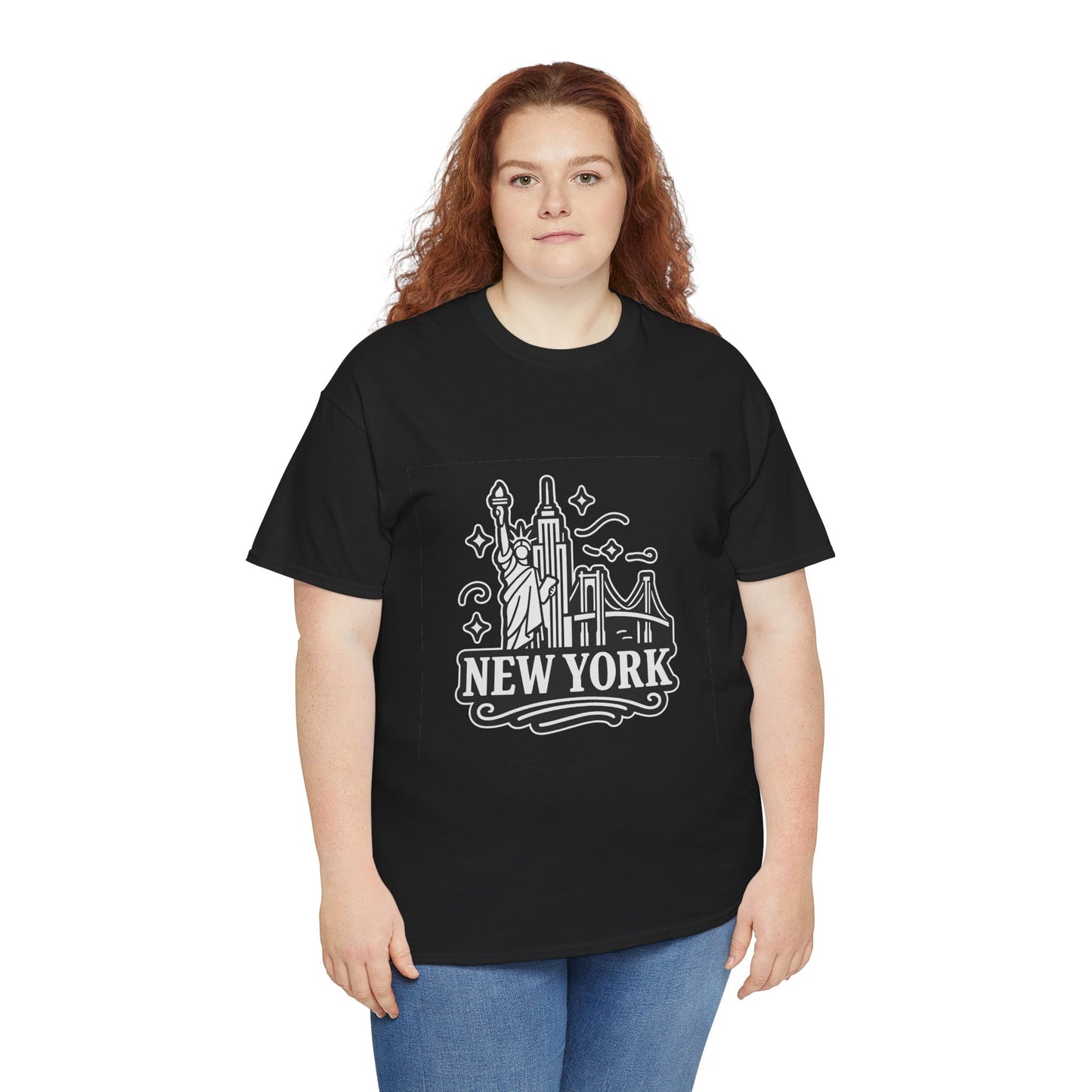 New York Skyline Unisex Heavy Cotton Tee, NYC T-Shirt, Travel Souvenir Shirt, Gift for New Yorkers, Cityscape Apparel