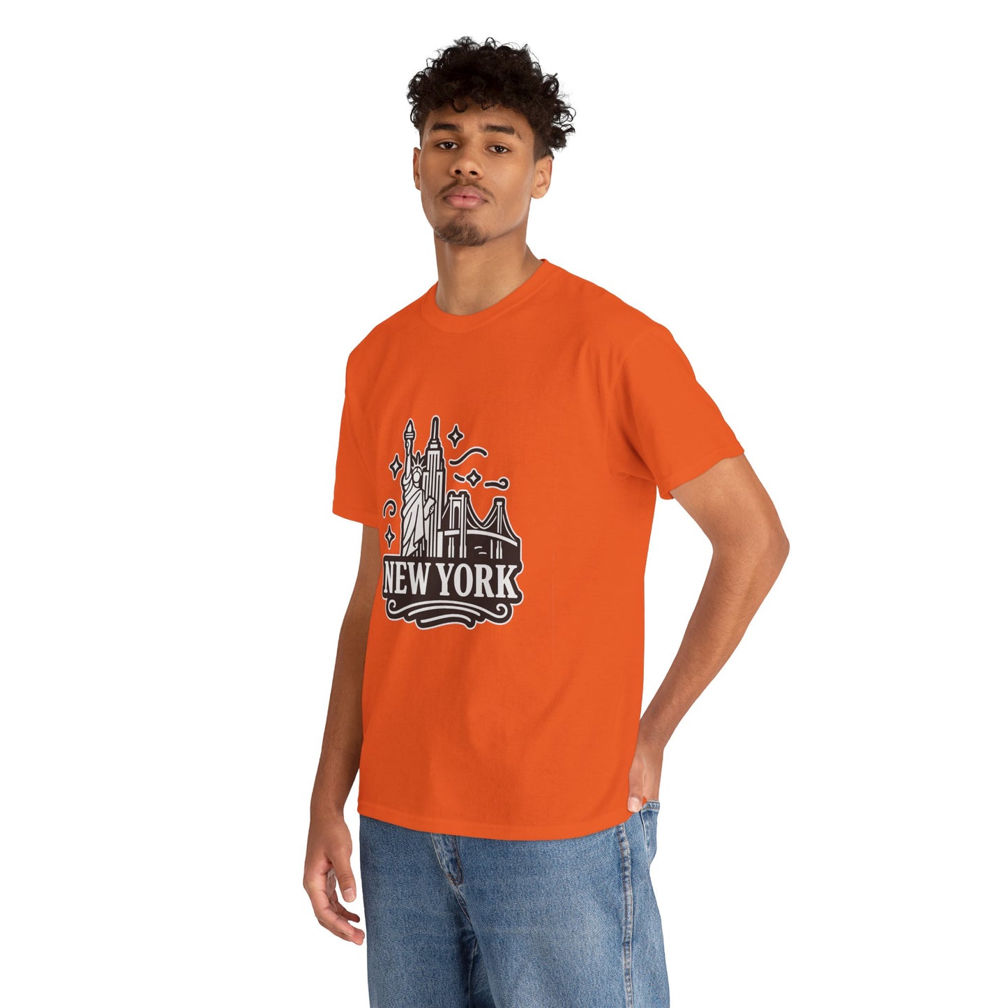 New York Skyline Unisex Heavy Cotton Tee, NYC T-Shirt, Travel Souvenir Shirt, Gift for New Yorkers, Cityscape Apparel
