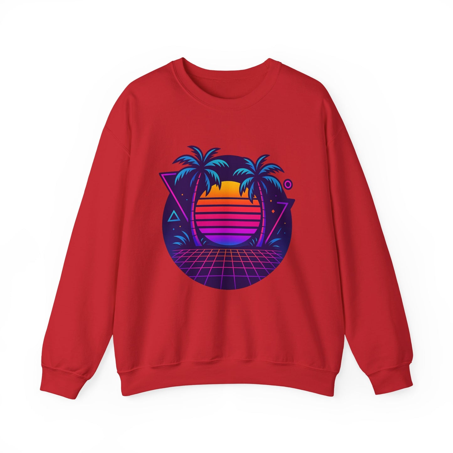 Retro Sunset Palm Trees Crewneck Sweatshirt | Cozy Unisex Fashion | Perfect for Summer Nights, Beach Days, Gifts, Casual Wear