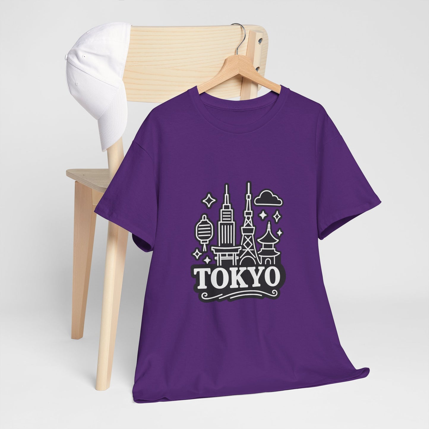 Tokyo Cityscape Unisex Heavy Cotton Tee, Graphic Tee, Travel T-Shirt, Urban Outfit, Gift for Travelers, Tokyo Lover Apparel