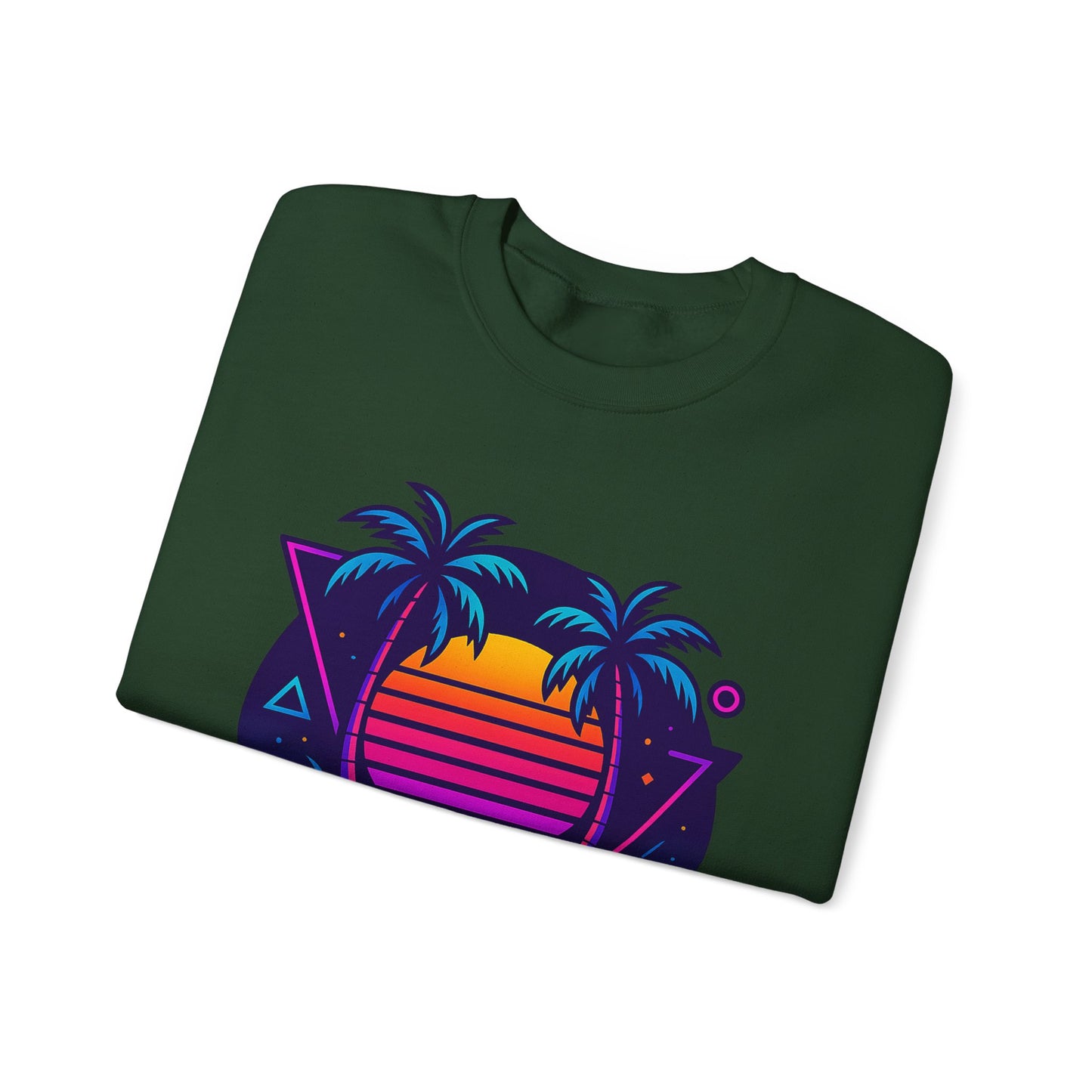 Retro Sunset Palm Trees Crewneck Sweatshirt | Cozy Unisex Fashion | Perfect for Summer Nights, Beach Days, Gifts, Casual Wear