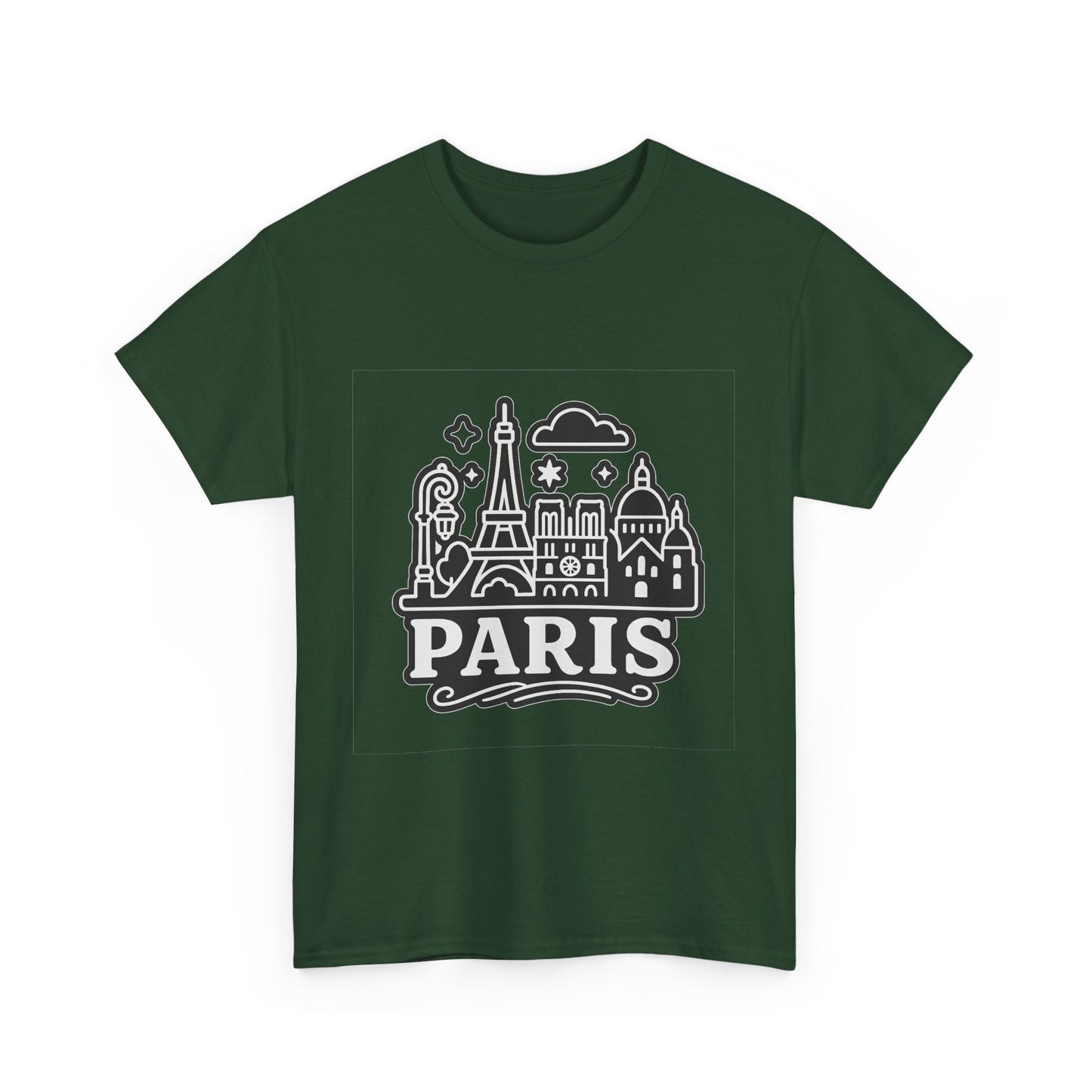 Paris-Themed Unisex Heavy Cotton Tee | Travel Gift, Casual Wear, Souvenir Shirt, Vacation Apparel, Paris Lover's Tee