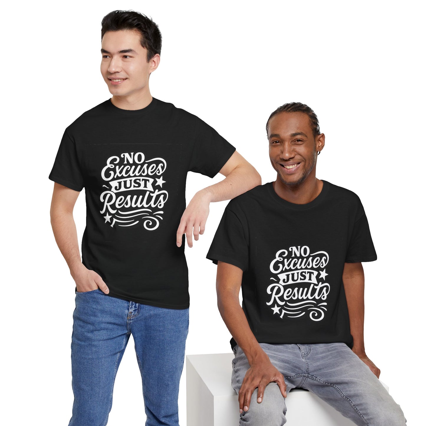 Motivational Unisex Heavy Cotton Tee - No Excuses Just Results, Fitness Apparel, Workout Shirt, Inspirational Clothing, Casual Wear, [...]