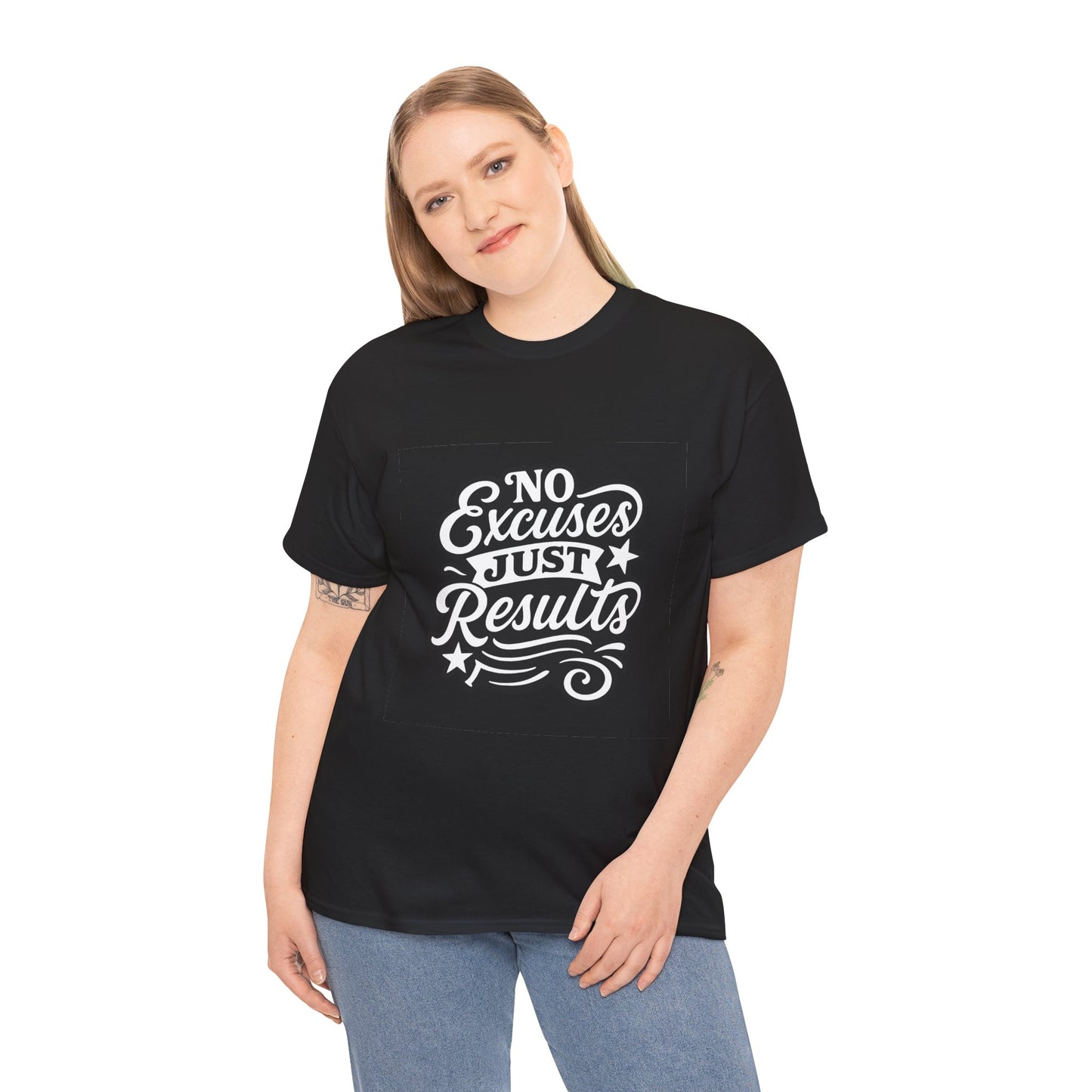 Motivational Unisex Heavy Cotton Tee - No Excuses Just Results, Fitness Apparel, Workout Shirt, Inspirational Clothing, Casual Wear, [...]