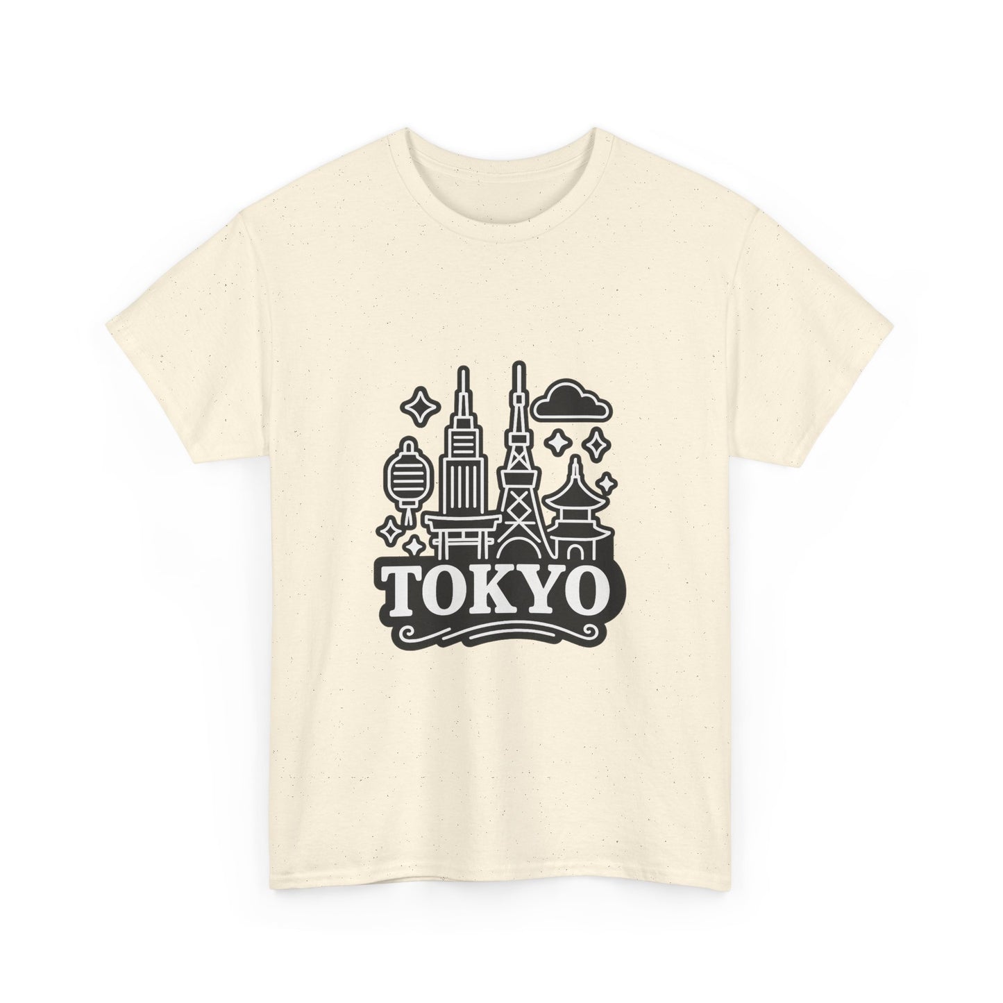 Tokyo Cityscape Unisex Heavy Cotton Tee, Graphic Tee, Travel T-Shirt, Urban Outfit, Gift for Travelers, Tokyo Lover Apparel