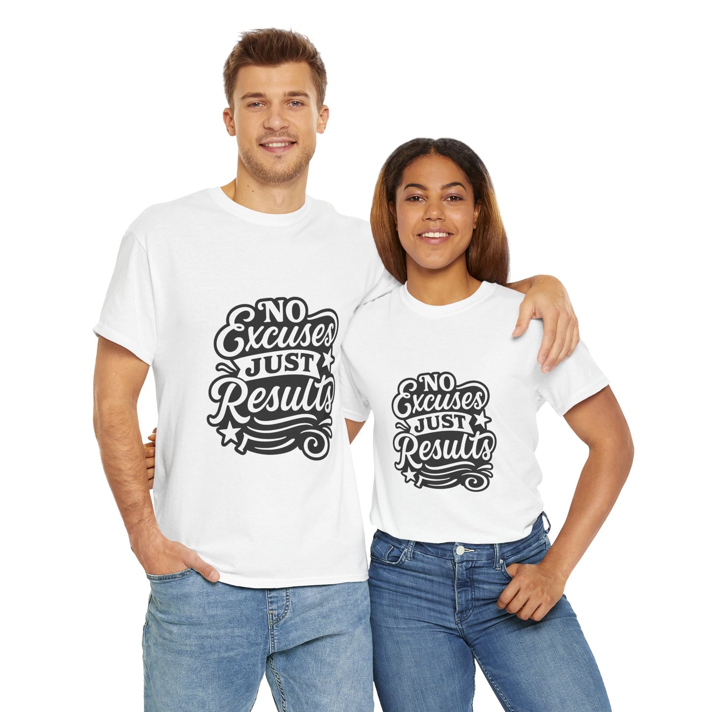Motivational Unisex Heavy Cotton Tee - No Excuses Just Results, Fitness Apparel, Workout Shirt, Inspirational Clothing, Casual Wear, [...]