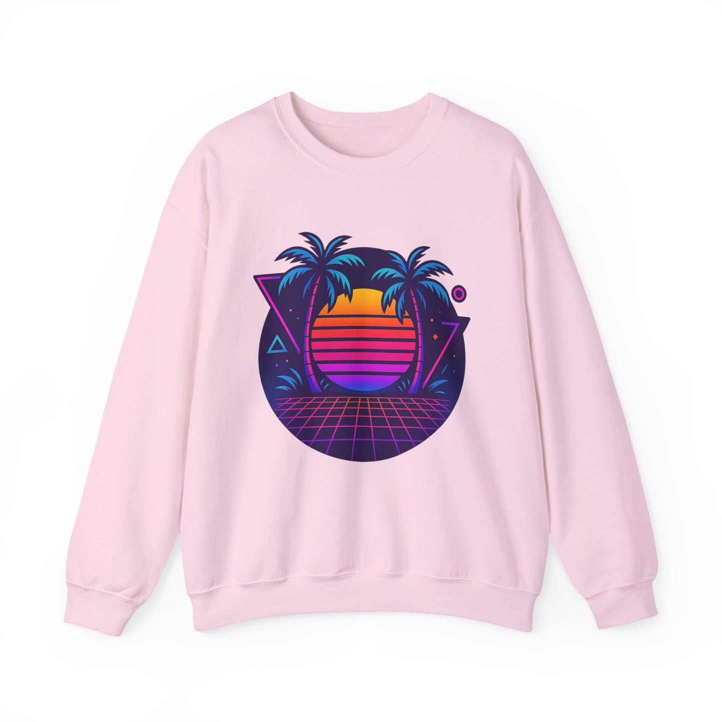 Retro Sunset Palm Trees Crewneck Sweatshirt | Cozy Unisex Fashion | Perfect for Summer Nights, Beach Days, Gifts, Casual Wear