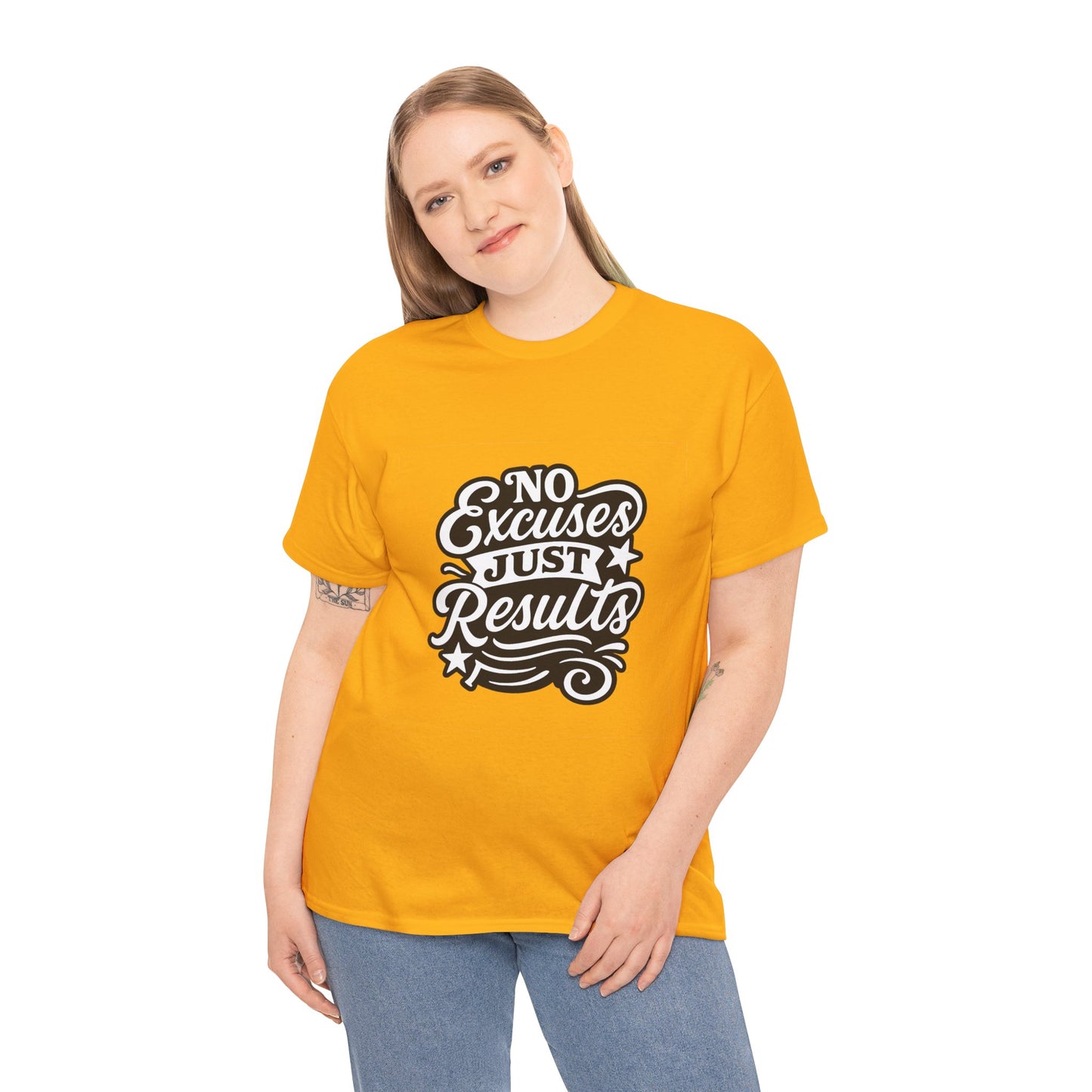 Motivational Unisex Heavy Cotton Tee - No Excuses Just Results, Fitness Apparel, Workout Shirt, Inspirational Clothing, Casual Wear, [...]