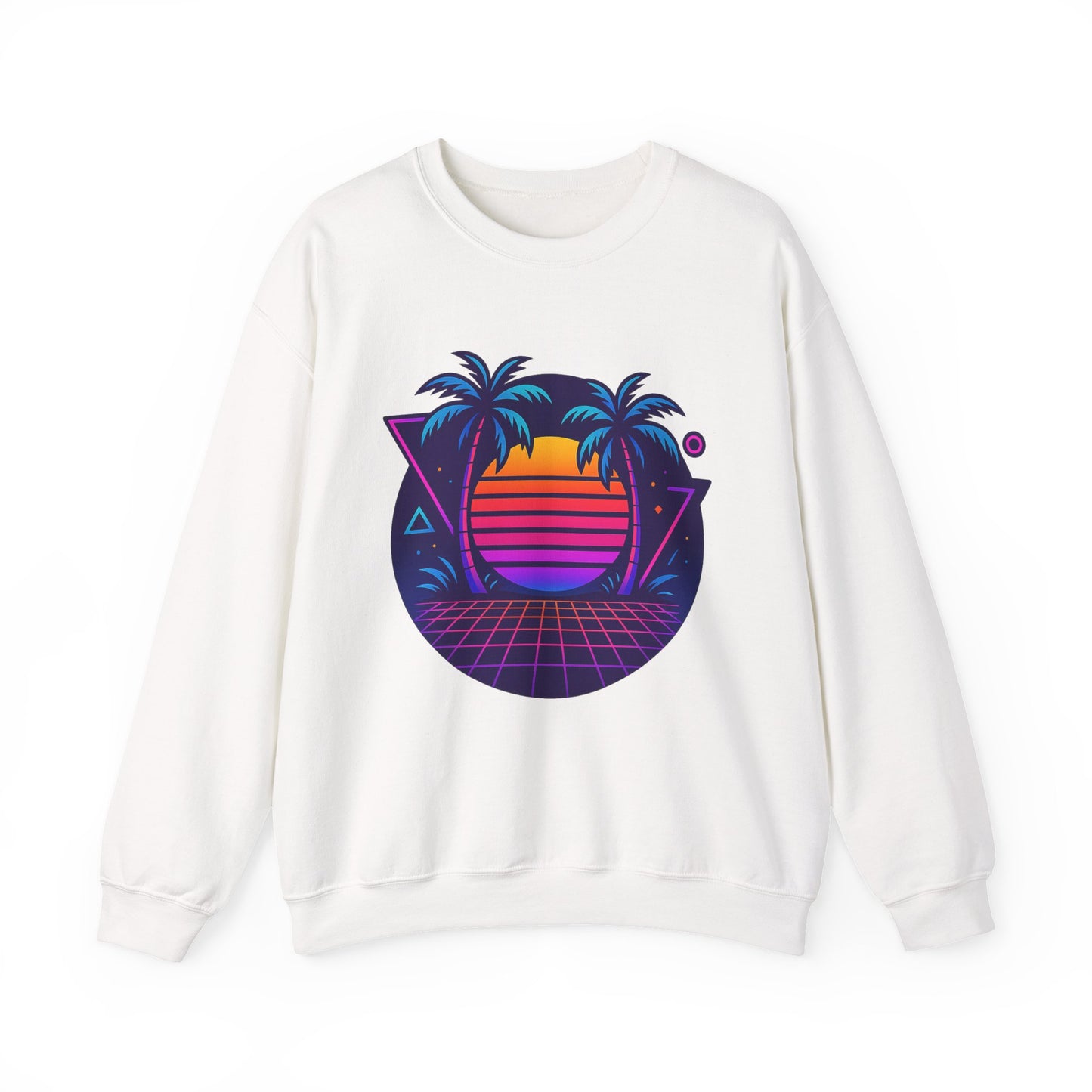 Retro Sunset Palm Trees Crewneck Sweatshirt | Cozy Unisex Fashion | Perfect for Summer Nights, Beach Days, Gifts, Casual Wear