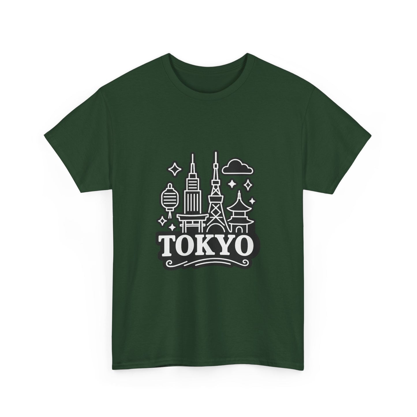 Tokyo Cityscape Unisex Heavy Cotton Tee, Graphic Tee, Travel T-Shirt, Urban Outfit, Gift for Travelers, Tokyo Lover Apparel