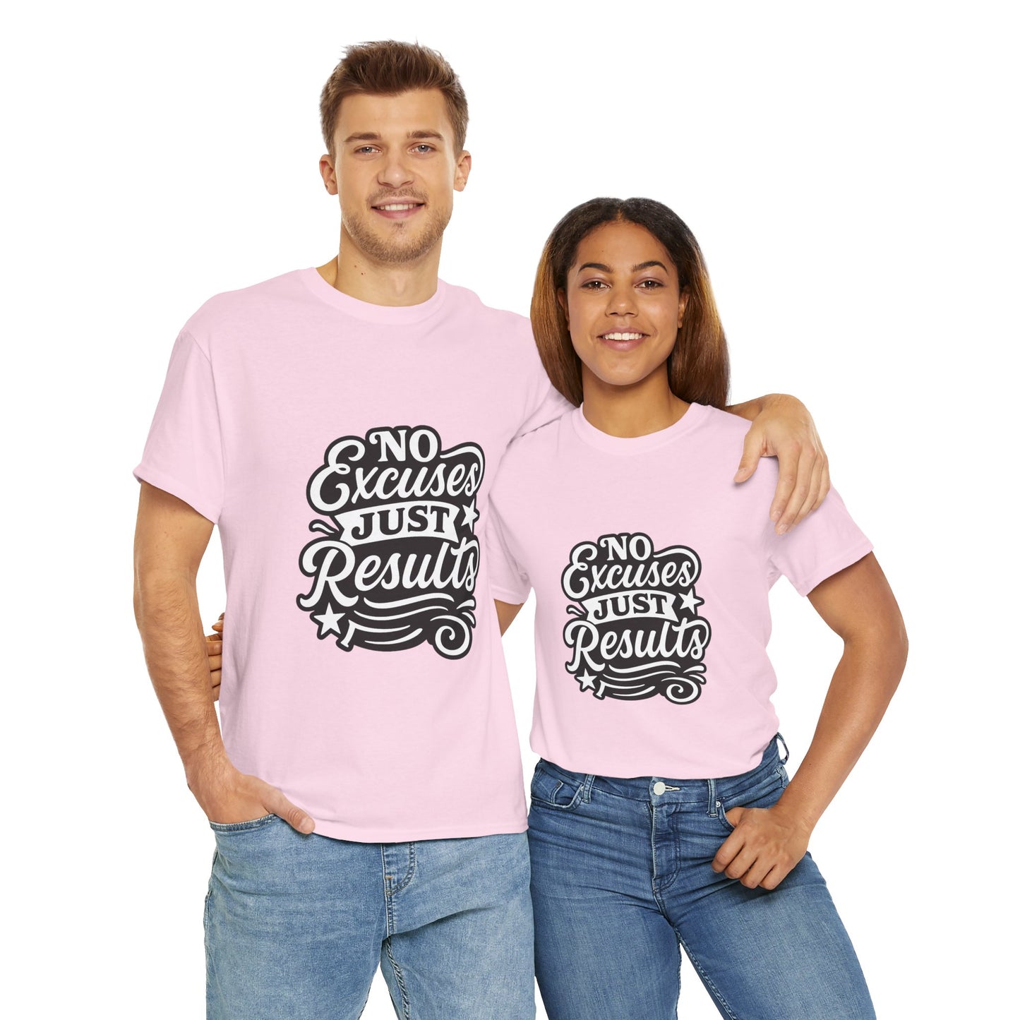 Motivational Unisex Heavy Cotton Tee - No Excuses Just Results, Fitness Apparel, Workout Shirt, Inspirational Clothing, Casual Wear, [...]