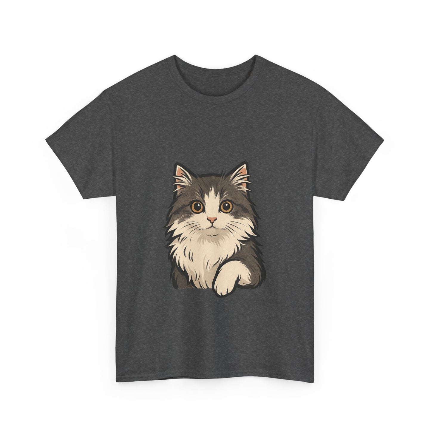 Cute Cat Unisex Heavy Cotton Tee, Animal Lover Gift, Pet Owner Shirt, Cat Lover Apparel, Animal Themed Tee, Casual Everyday Wear