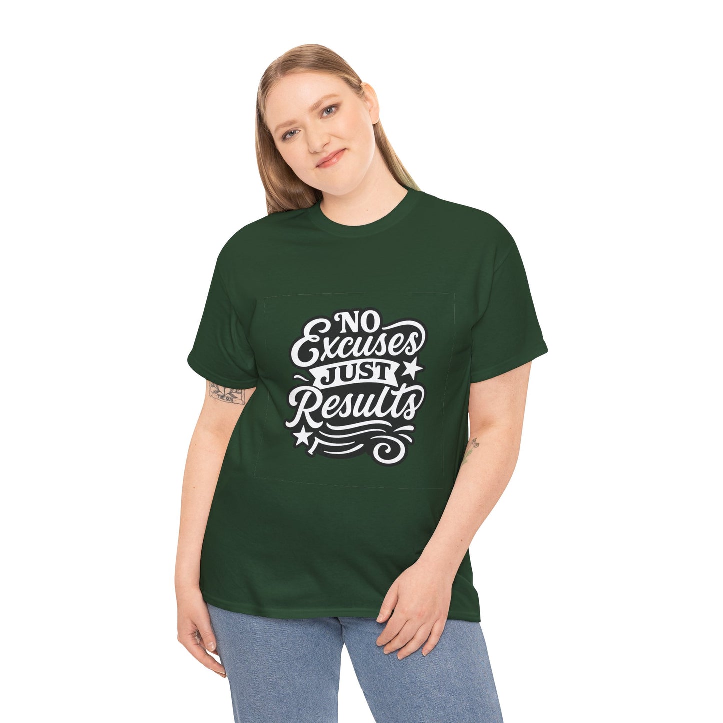 Motivational Unisex Heavy Cotton Tee - No Excuses Just Results, Fitness Apparel, Workout Shirt, Inspirational Clothing, Casual Wear, [...]