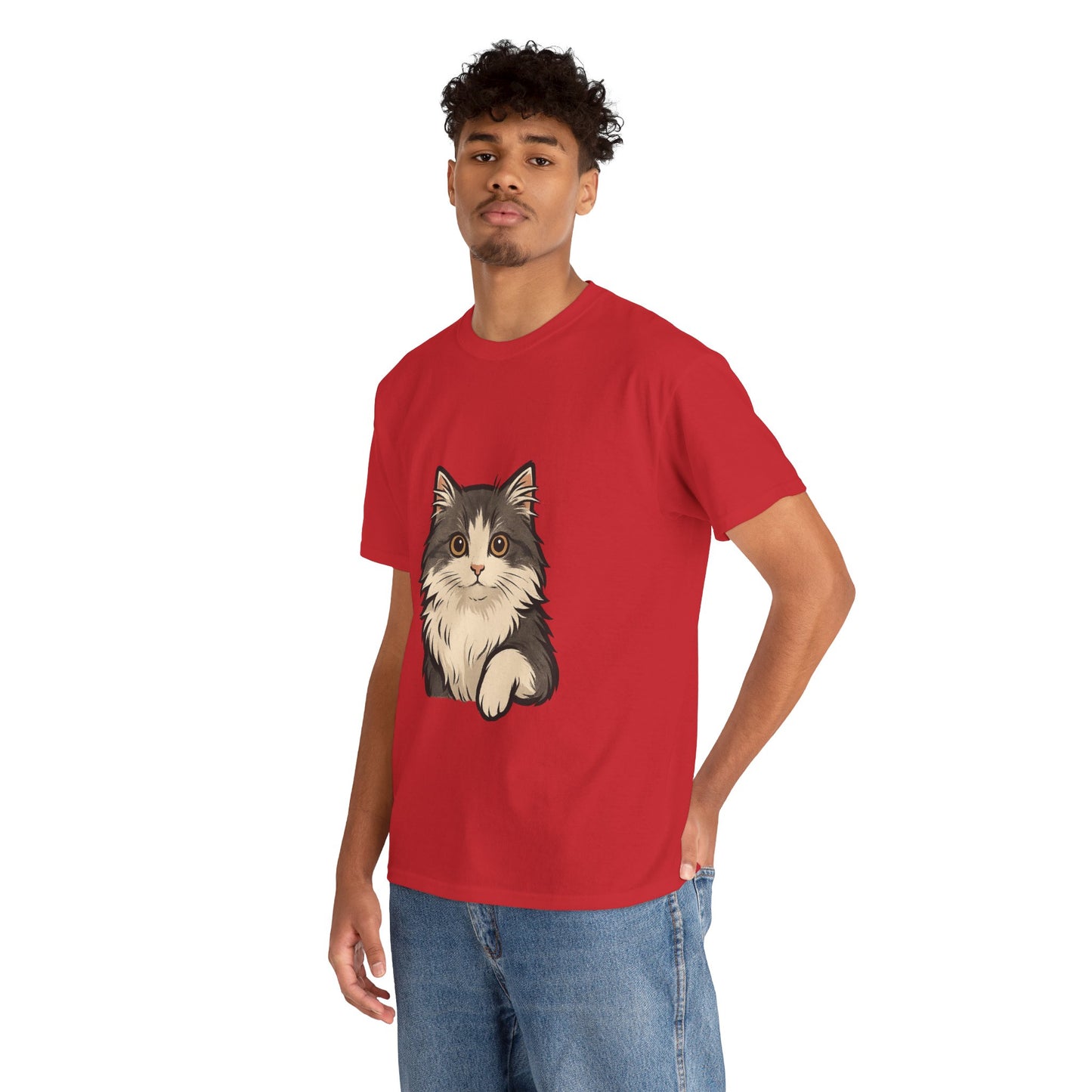 Cute Cat Unisex Heavy Cotton Tee, Animal Lover Gift, Pet Owner Shirt, Cat Lover Apparel, Animal Themed Tee, Casual Everyday Wear