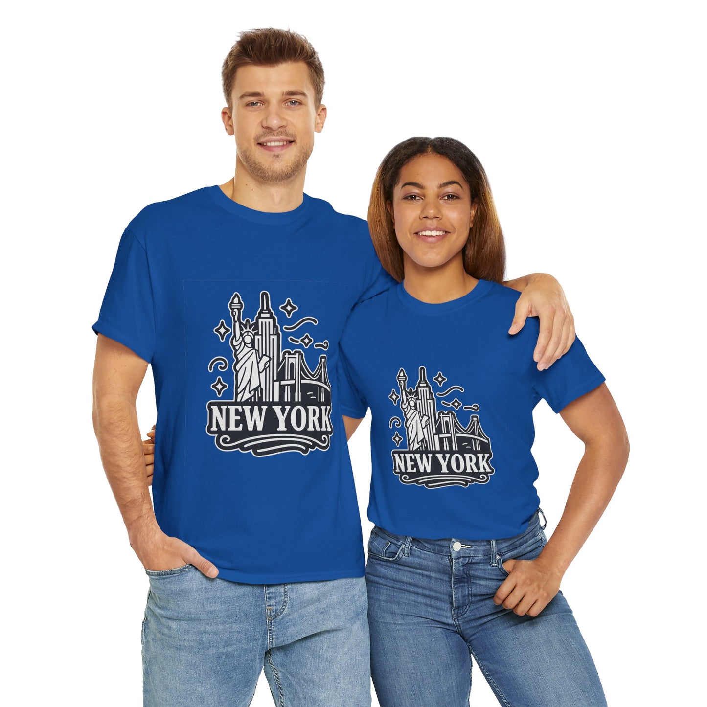 New York Skyline Unisex Heavy Cotton Tee, NYC T-Shirt, Travel Souvenir Shirt, Gift for New Yorkers, Cityscape Apparel