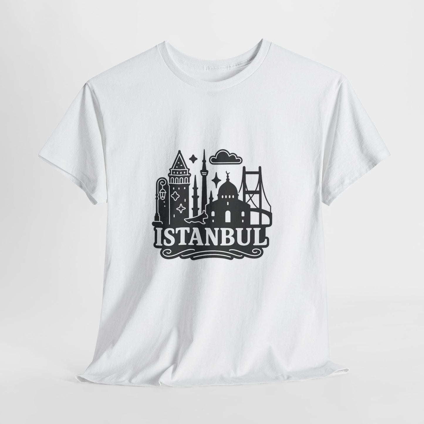 Istanbul Cityscape Unisex Heavy Cotton Tee, Travel Shirt, Gift for Travelers, Casual Style, Urban Outfit, Adventure Apparel