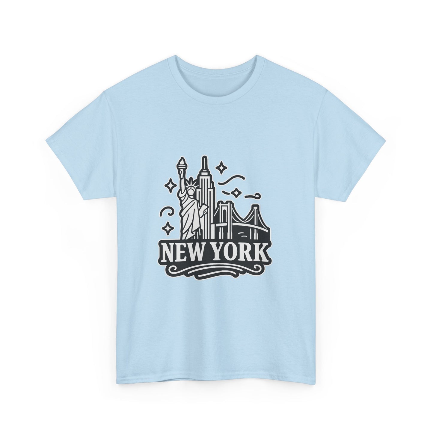 New York Skyline Unisex Heavy Cotton Tee, NYC T-Shirt, Travel Souvenir Shirt, Gift for New Yorkers, Cityscape Apparel