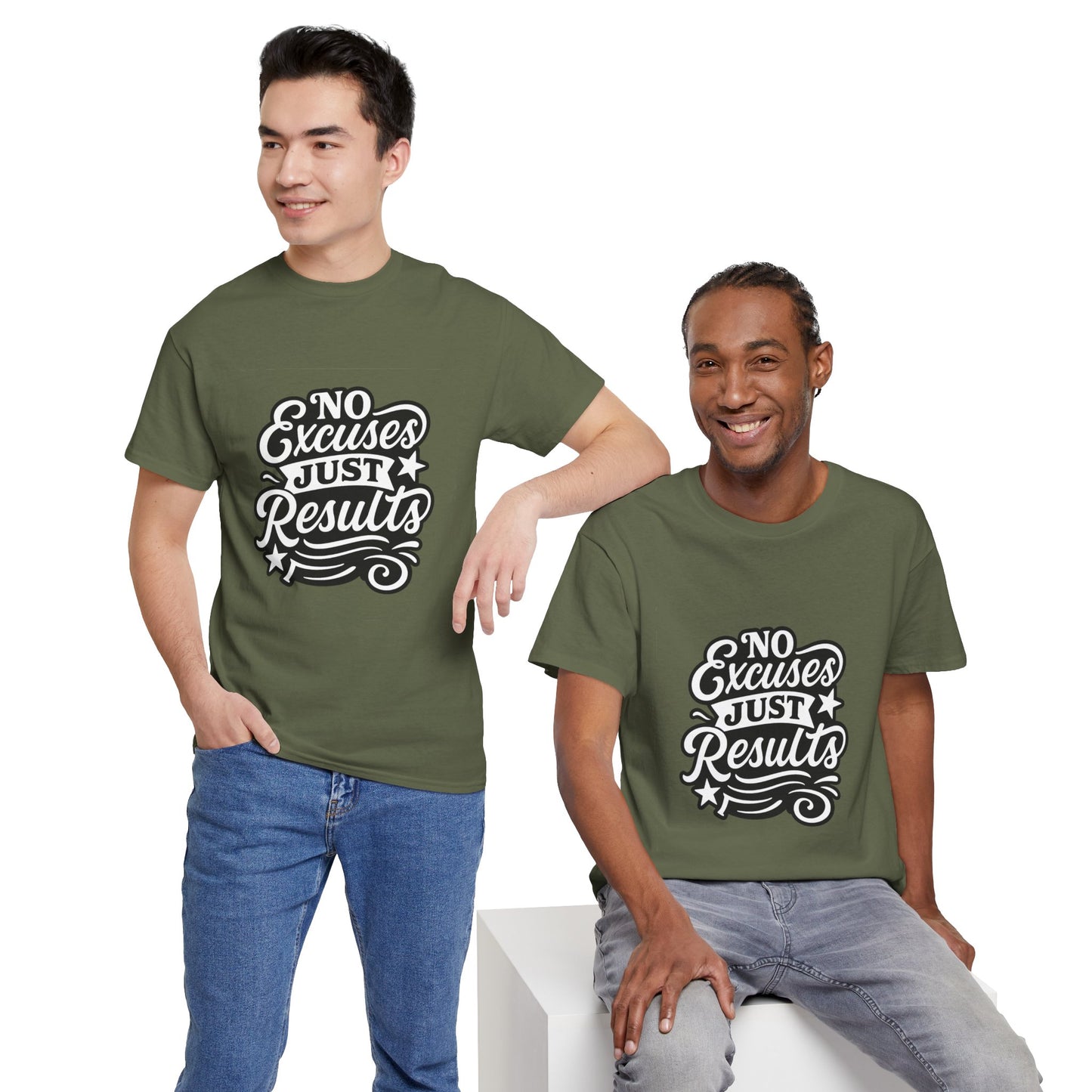 Motivational Unisex Heavy Cotton Tee - No Excuses Just Results, Fitness Apparel, Workout Shirt, Inspirational Clothing, Casual Wear, [...]