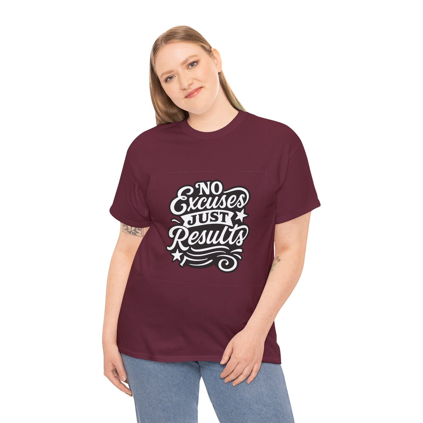 Motivational Unisex Heavy Cotton Tee - No Excuses Just Results, Fitness Apparel, Workout Shirt, Inspirational Clothing, Casual Wear, [...]