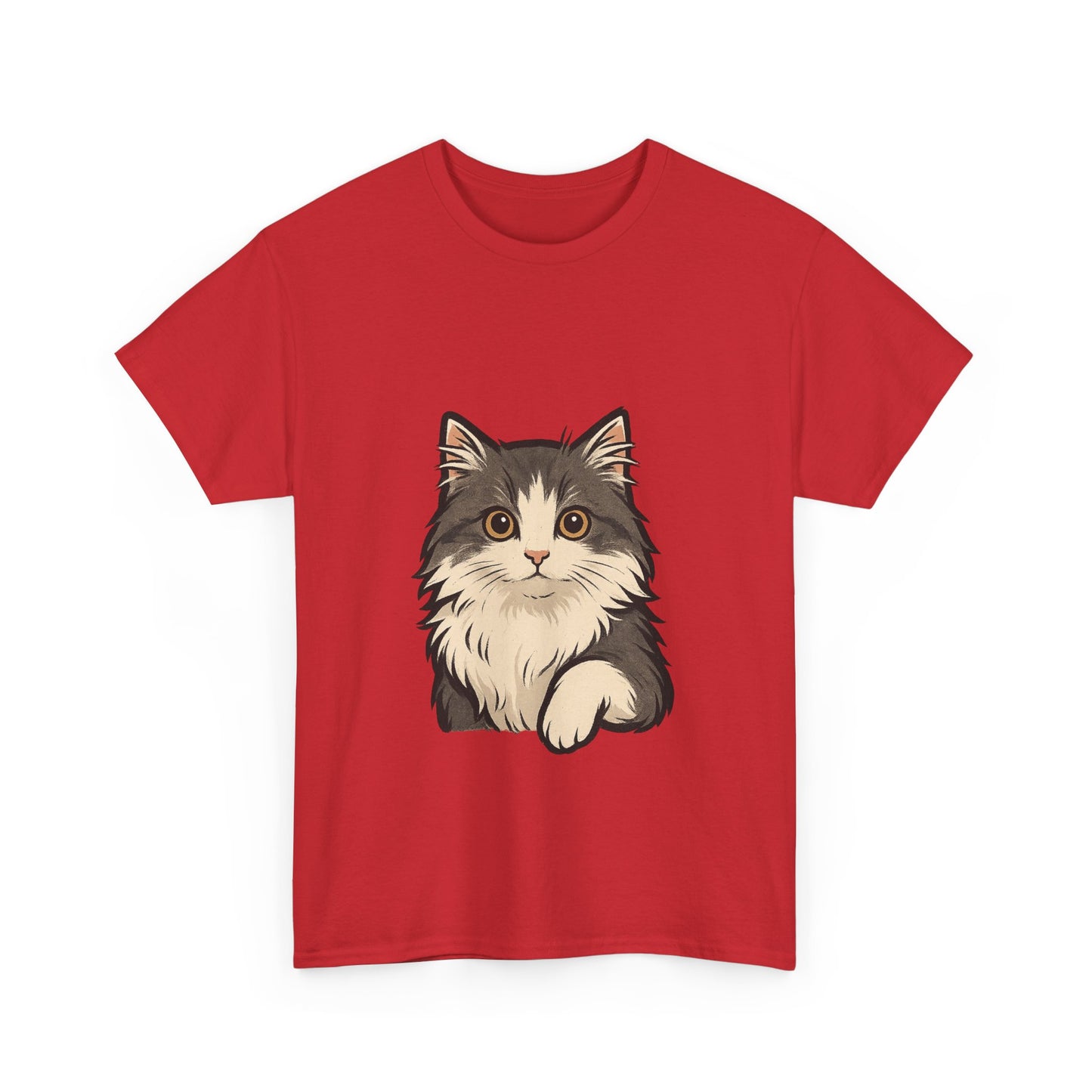 Cute Cat Unisex Heavy Cotton Tee, Animal Lover Gift, Pet Owner Shirt, Cat Lover Apparel, Animal Themed Tee, Casual Everyday Wear