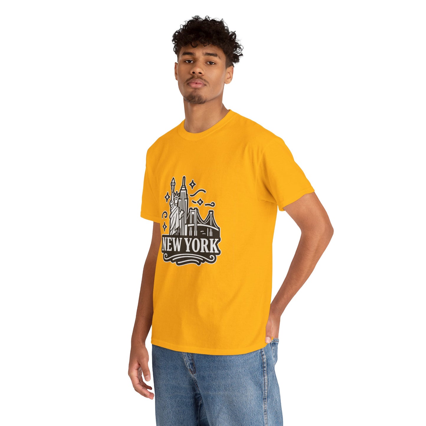New York Skyline Unisex Heavy Cotton Tee, NYC T-Shirt, Travel Souvenir Shirt, Gift for New Yorkers, Cityscape Apparel
