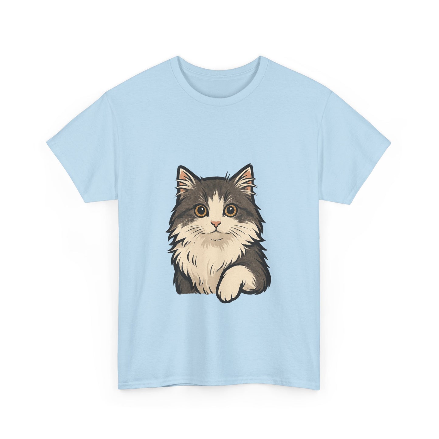 Cute Cat Unisex Heavy Cotton Tee, Animal Lover Gift, Pet Owner Shirt, Cat Lover Apparel, Animal Themed Tee, Casual Everyday Wear
