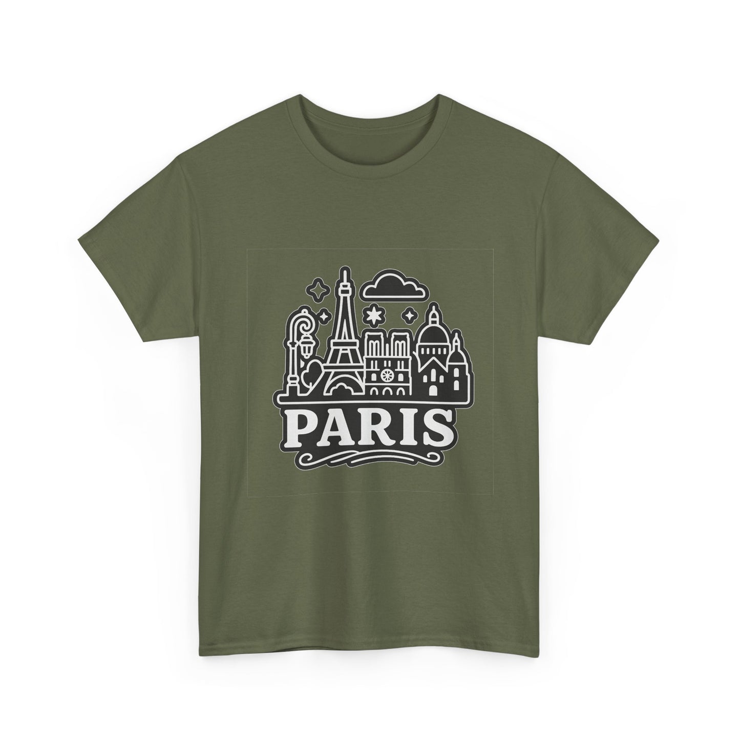 Paris-Themed Unisex Heavy Cotton Tee | Travel Gift, Casual Wear, Souvenir Shirt, Vacation Apparel, Paris Lover's Tee