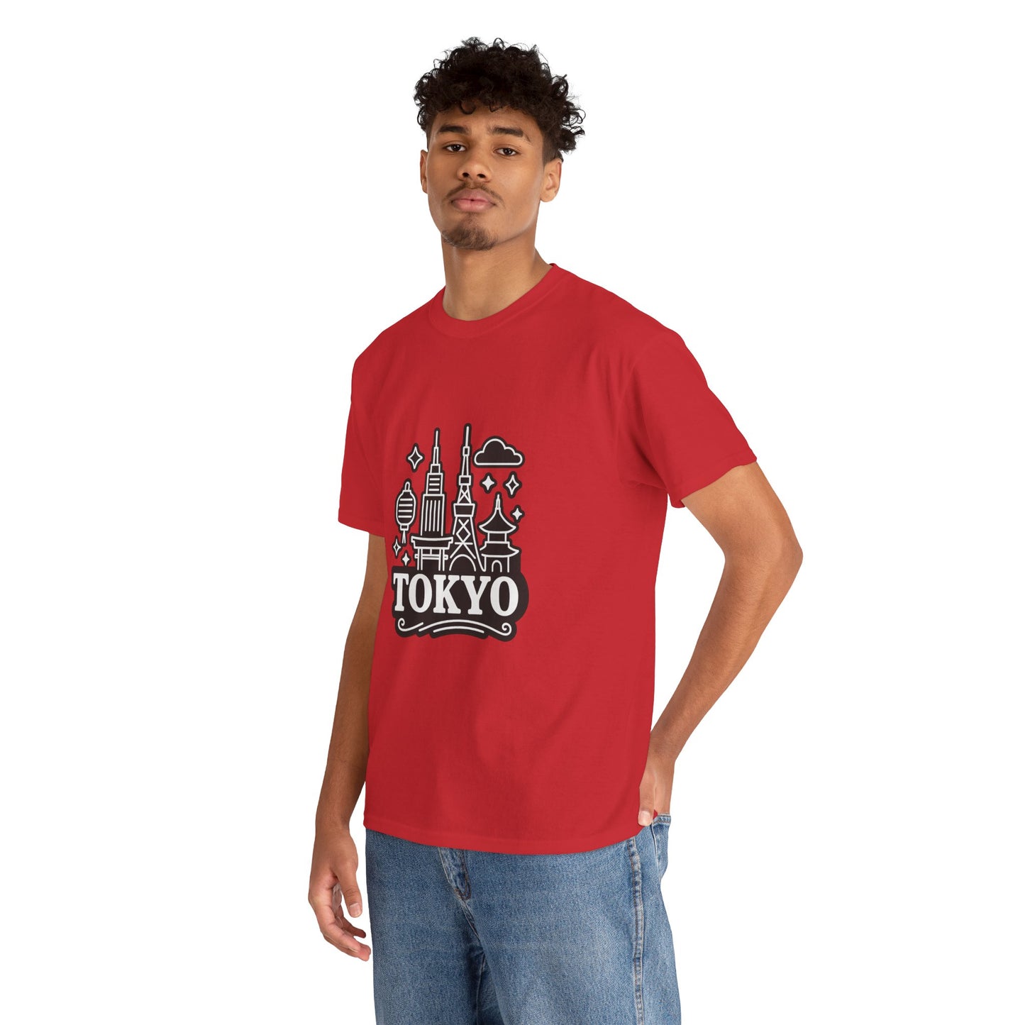 Tokyo Cityscape Unisex Heavy Cotton Tee, Graphic Tee, Travel T-Shirt, Urban Outfit, Gift for Travelers, Tokyo Lover Apparel