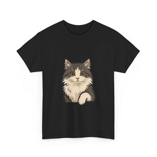 Cute Cat Unisex Heavy Cotton Tee, Animal Lover Gift, Pet Owner Shirt, Cat Lover Apparel, Animal Themed Tee, Casual Everyday Wear