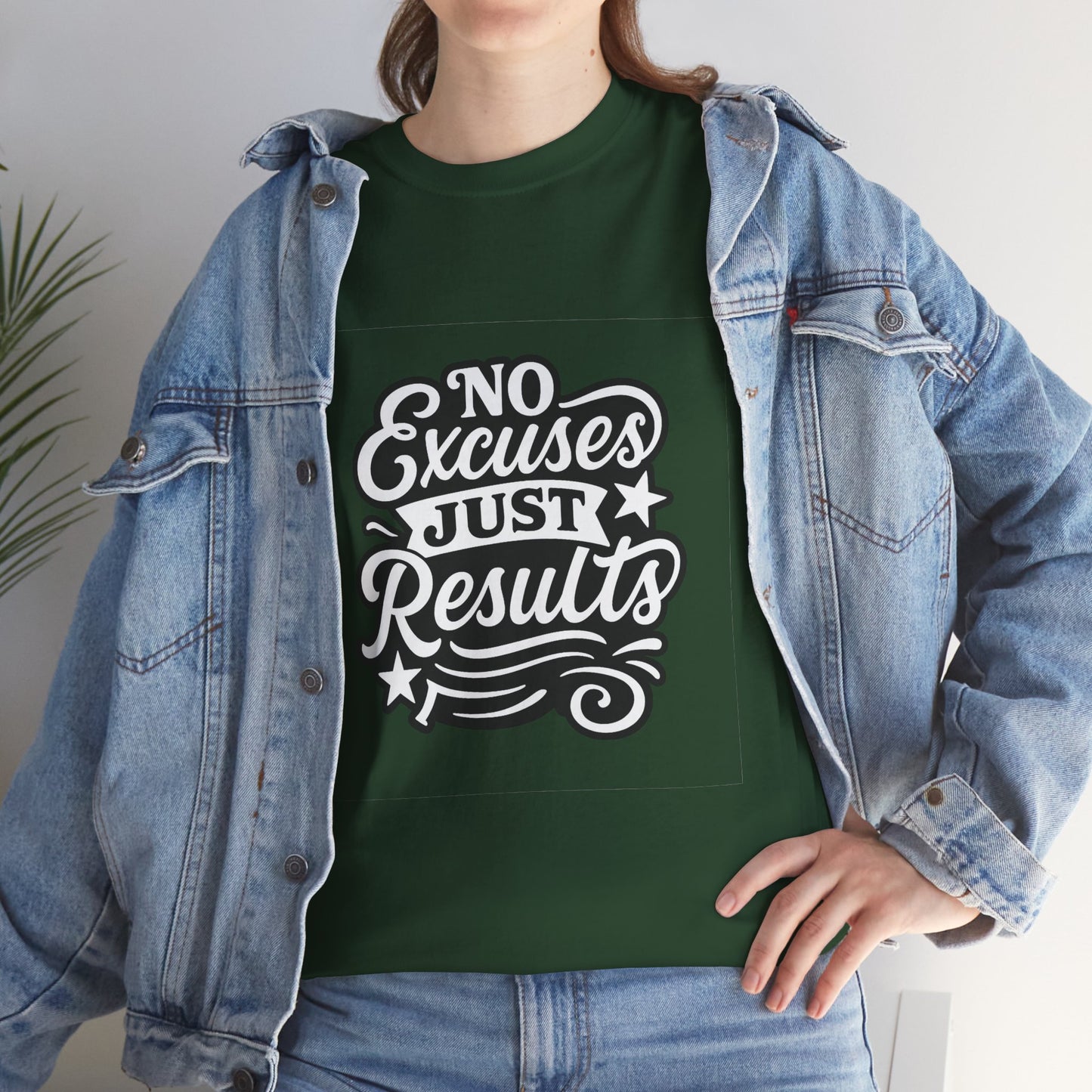Motivational Unisex Heavy Cotton Tee - No Excuses Just Results, Fitness Apparel, Workout Shirt, Inspirational Clothing, Casual Wear, [...]