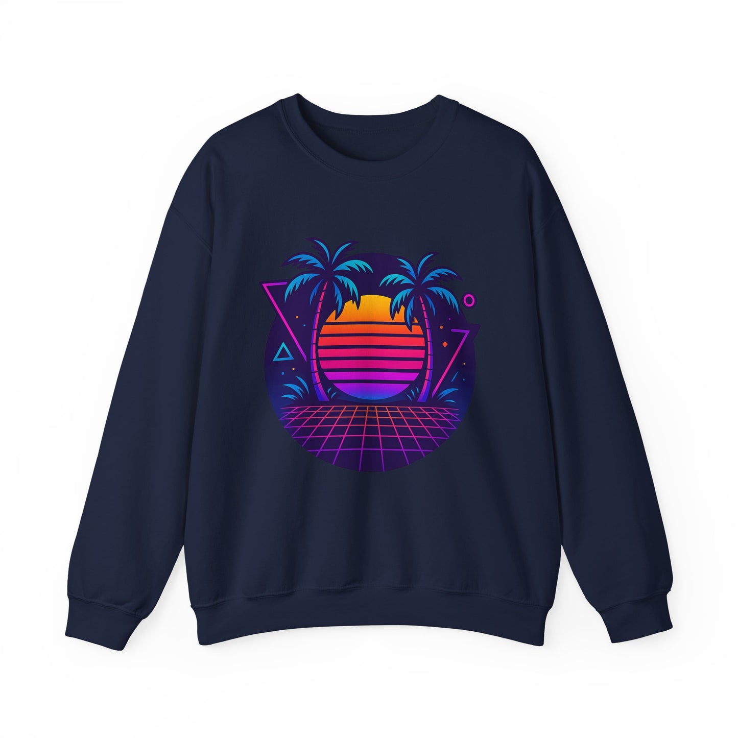 Retro Sunset Palm Trees Crewneck Sweatshirt | Cozy Unisex Fashion | Perfect for Summer Nights, Beach Days, Gifts, Casual Wear