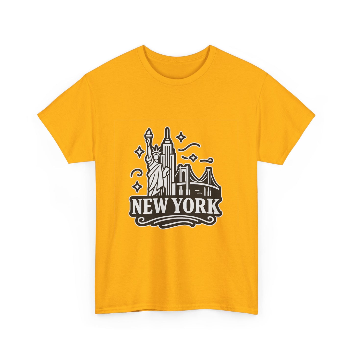 New York Skyline Unisex Heavy Cotton Tee, NYC T-Shirt, Travel Souvenir Shirt, Gift for New Yorkers, Cityscape Apparel