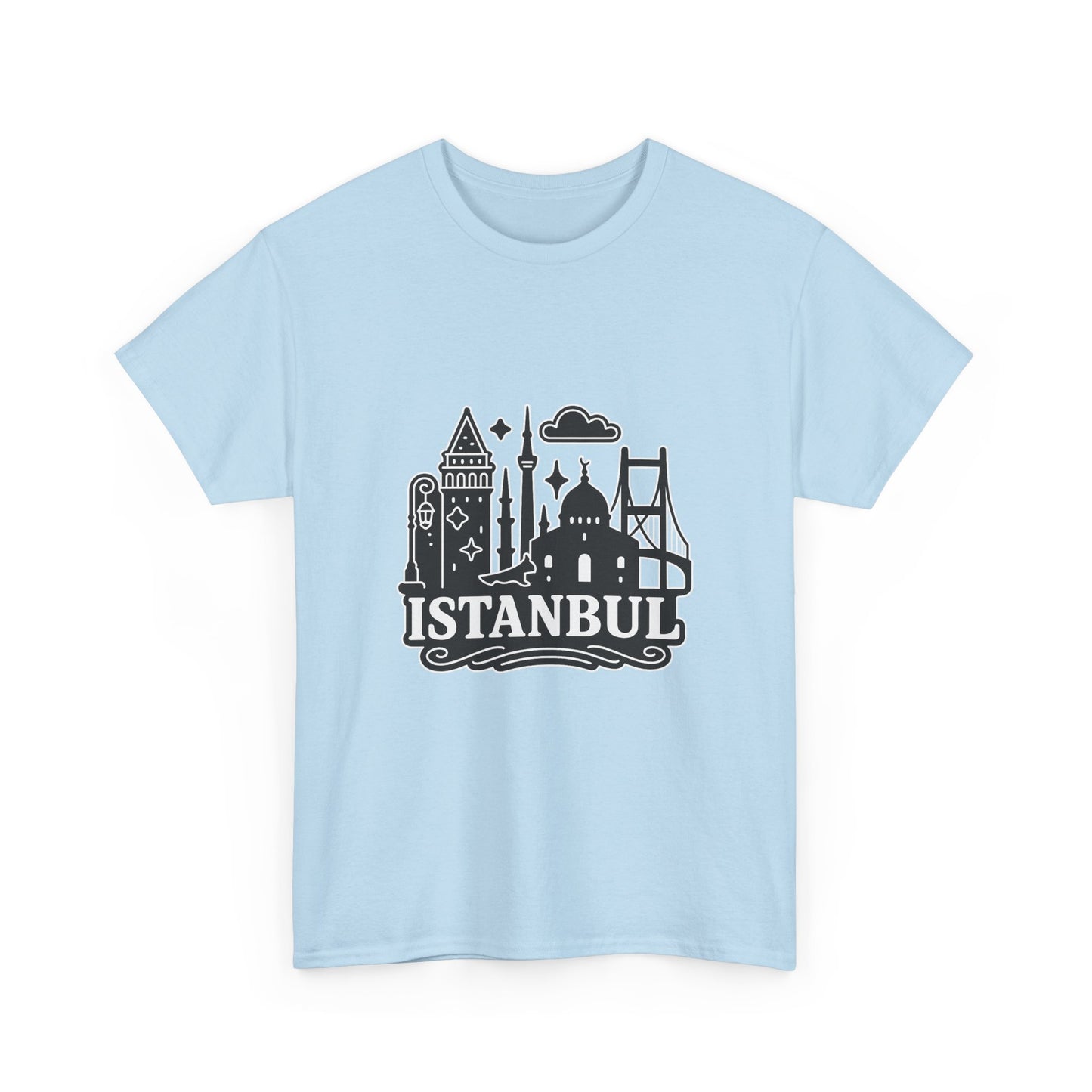 Istanbul Cityscape Unisex Heavy Cotton Tee, Travel Shirt, Gift for Travelers, Casual Style, Urban Outfit, Adventure Apparel