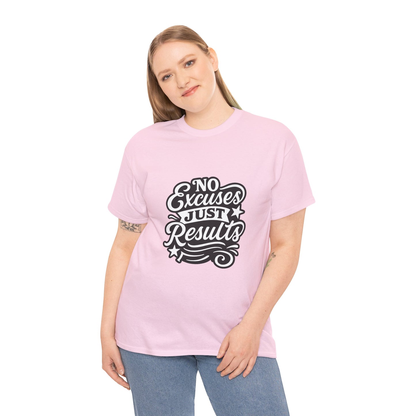Motivational Unisex Heavy Cotton Tee - No Excuses Just Results, Fitness Apparel, Workout Shirt, Inspirational Clothing, Casual Wear, [...]