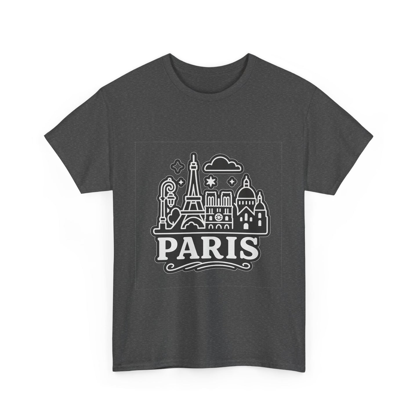 Paris-Themed Unisex Heavy Cotton Tee | Travel Gift, Casual Wear, Souvenir Shirt, Vacation Apparel, Paris Lover's Tee
