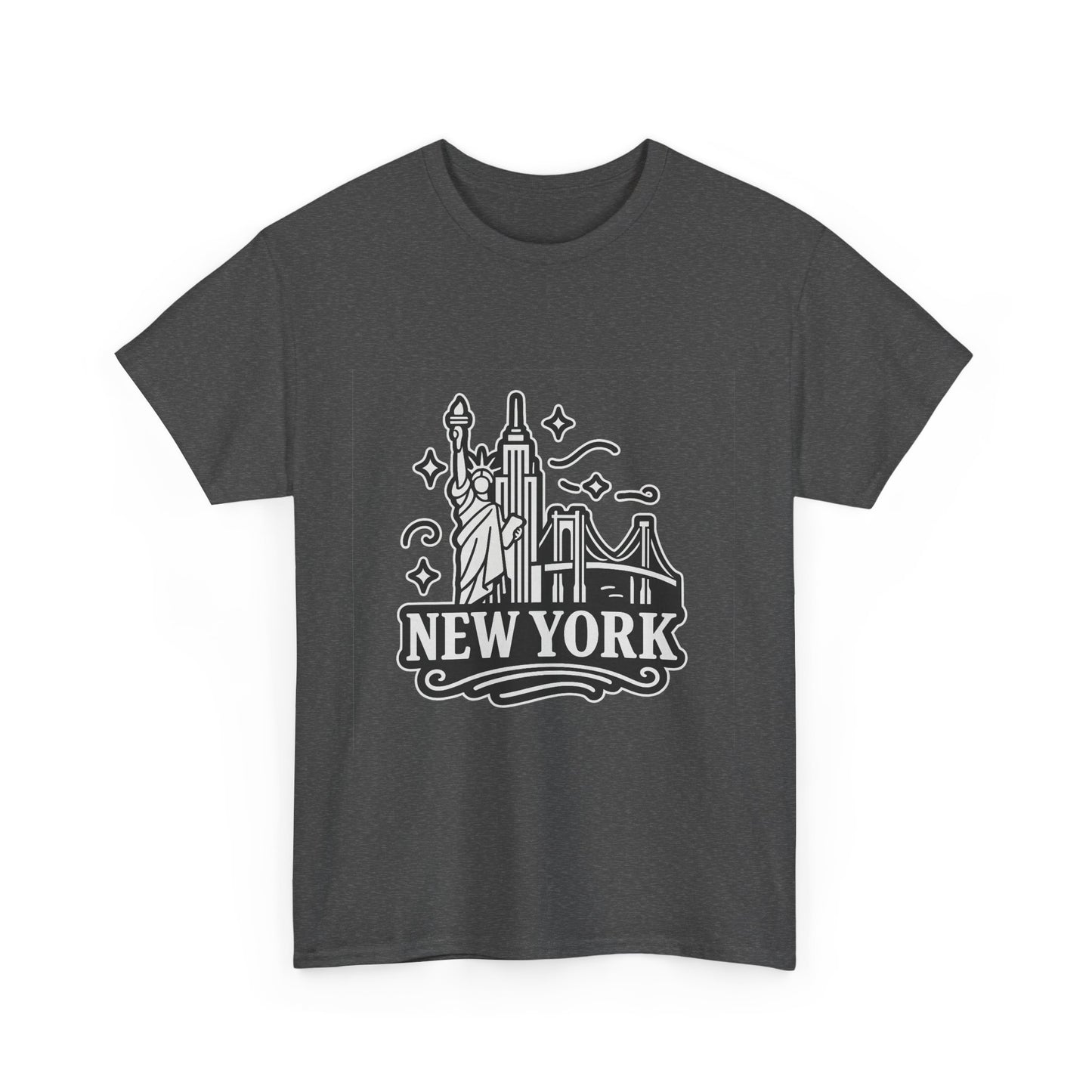 New York Skyline Unisex Heavy Cotton Tee, NYC T-Shirt, Travel Souvenir Shirt, Gift for New Yorkers, Cityscape Apparel