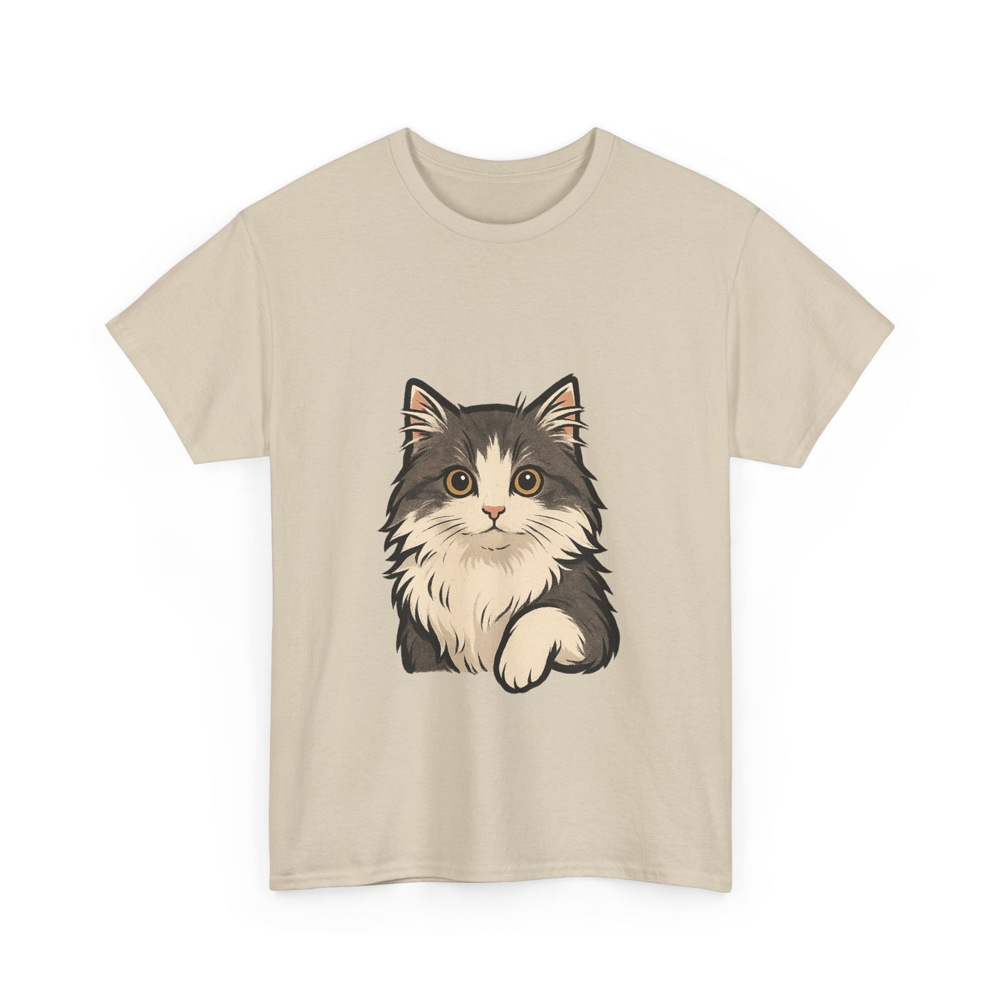 Cute Cat Unisex Heavy Cotton Tee, Animal Lover Gift, Pet Owner Shirt, Cat Lover Apparel, Animal Themed Tee, Casual Everyday Wear