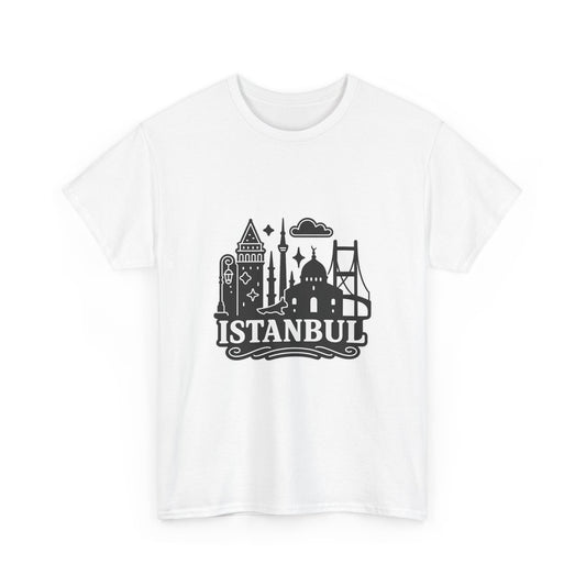 Istanbul Cityscape Unisex Heavy Cotton Tee, Travel Shirt, Gift for Travelers, Casual Style, Urban Outfit, Adventure Apparel