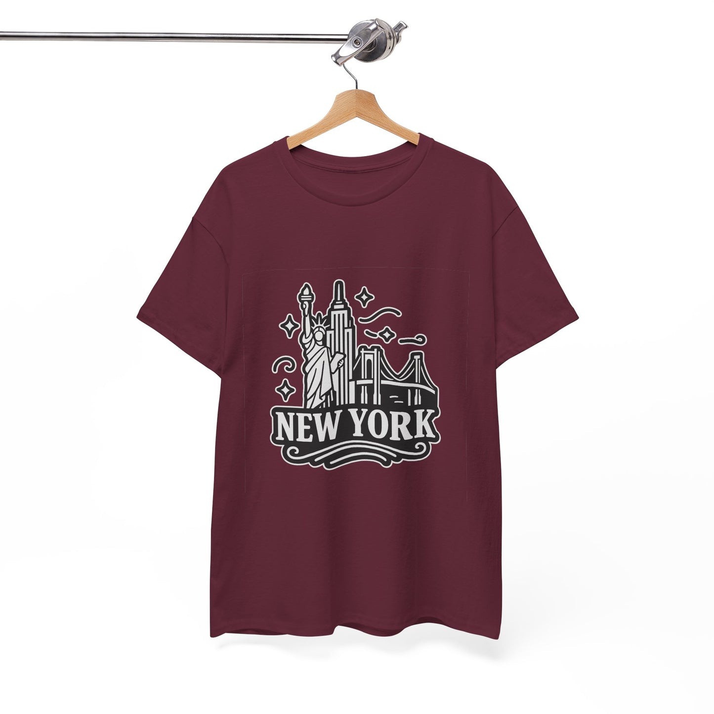 New York Skyline Unisex Heavy Cotton Tee, NYC T-Shirt, Travel Souvenir Shirt, Gift for New Yorkers, Cityscape Apparel