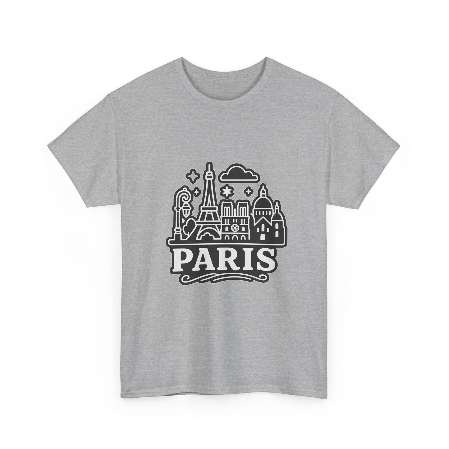 Paris-Themed Unisex Heavy Cotton Tee | Travel Gift, Casual Wear, Souvenir Shirt, Vacation Apparel, Paris Lover's Tee