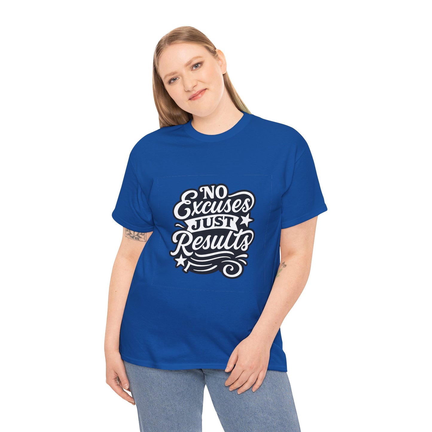 Motivational Unisex Heavy Cotton Tee - No Excuses Just Results, Fitness Apparel, Workout Shirt, Inspirational Clothing, Casual Wear, [...]