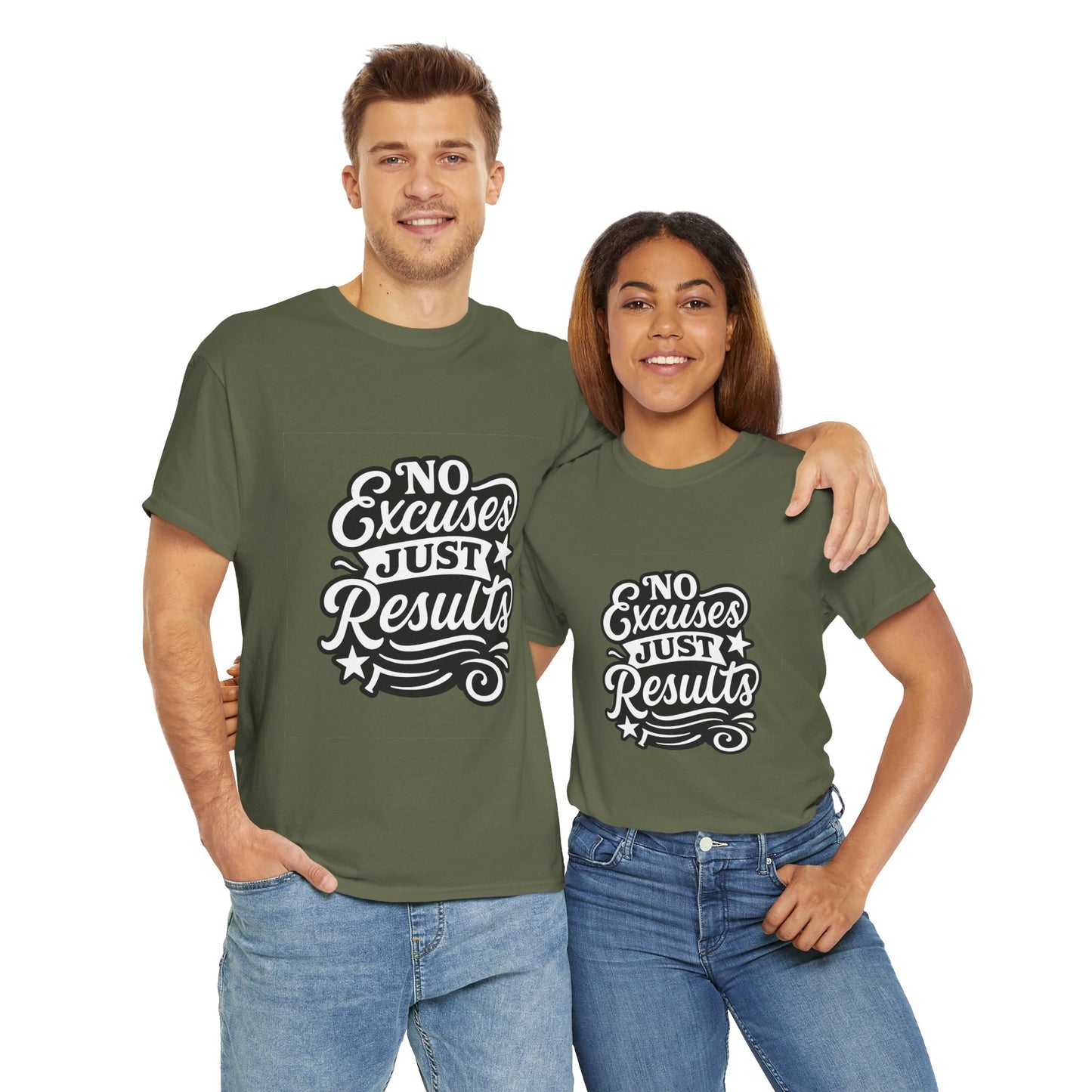 Motivational Unisex Heavy Cotton Tee - No Excuses Just Results, Fitness Apparel, Workout Shirt, Inspirational Clothing, Casual Wear, [...]