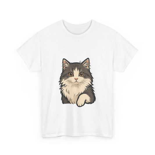 Cute Cat Unisex Heavy Cotton Tee, Animal Lover Gift, Pet Owner Shirt, Cat Lover Apparel, Animal Themed Tee, Casual Everyday Wear